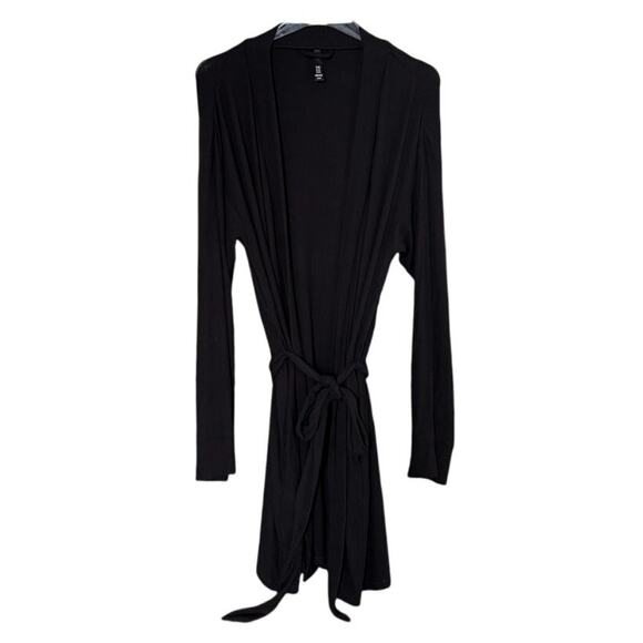 SKIMS Soft Lounge Robe Women Size Large Onyx Black Cozy Comfy Loungewear Stretch - Picture 3 of 12
